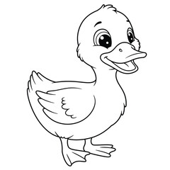 Duck Outline – Minimalist Line Art of a Waterfowl Bird for Nature, Farm, and Educational Design Projects

