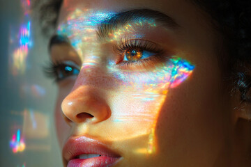 High-tech holographic human body representation futuristic medical identification data interface elements in generative AI