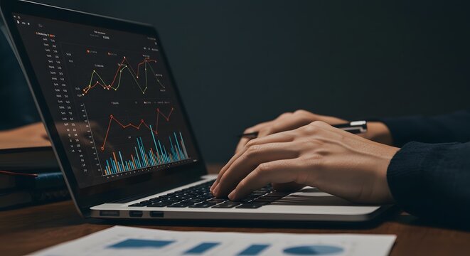 Businessperson Analyzing Data on Laptop