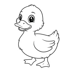 Duck Outline – Minimalist Line Art of a Waterfowl Bird for Nature, Farm, and Educational Design Projects

