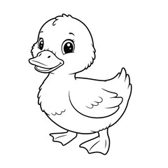 Duck Outline – Minimalist Line Art of a Waterfowl Bird for Nature, Farm, and Educational Design Projects

