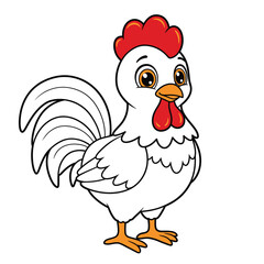 Rooster Outline – Minimalist Line Art of a Proud Rooster for Farm, Nature, and Cultural Design Projects

