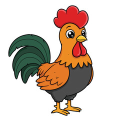 Rooster Outline – Minimalist Line Art of a Proud Rooster for Farm, Nature, and Cultural Design Projects

