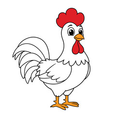 Rooster Outline – Minimalist Line Art of a Proud Rooster for Farm, Nature, and Cultural Design Projects

