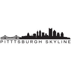 Obraz premium Pittsburgh skyline horizontal banner. Black silhouette of Pittsburgh, Pennsylvania. Vector template for your design. Vector black silhouette. with white background