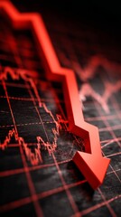 Red Arrow Falling on a Dark Financial Chart