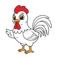 Rooster Outline – Minimalist Line Art of a Proud Rooster for Farm, Nature, and Cultural Design Projects

