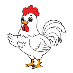 Rooster Outline – Minimalist Line Art of a Proud Rooster for Farm, Nature, and Cultural Design Projects

