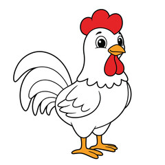 Rooster Outline – Minimalist Line Art of a Proud Rooster for Farm, Nature, and Cultural Design Projects


