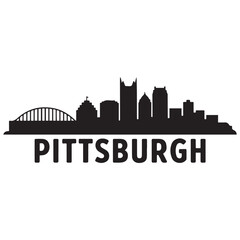 Pittsburgh skyline horizontal banner. Black silhouette of Pittsburgh, Pennsylvania. Vector template for your design. Vector black silhouette. with white background
