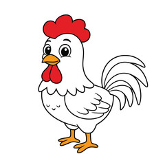 Rooster Outline – Minimalist Line Art of a Proud Rooster for Farm, Nature, and Cultural Design Projects

