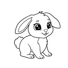 Rabbit Outline – Simple Minimalist Line Art of a Cute Bunny for Nature, Pet, and Easter Design Projects

