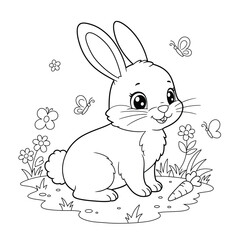 Rabbit Outline – Simple Minimalist Line Art of a Cute Bunny for Nature, Pet, and Easter Design Projects

