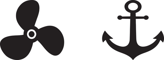 anchor and propeller vector art illustration.