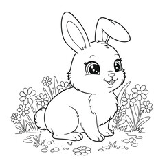 Rabbit Outline – Simple Minimalist Line Art of a Cute Bunny for Nature, Pet, and Easter Design Projects


