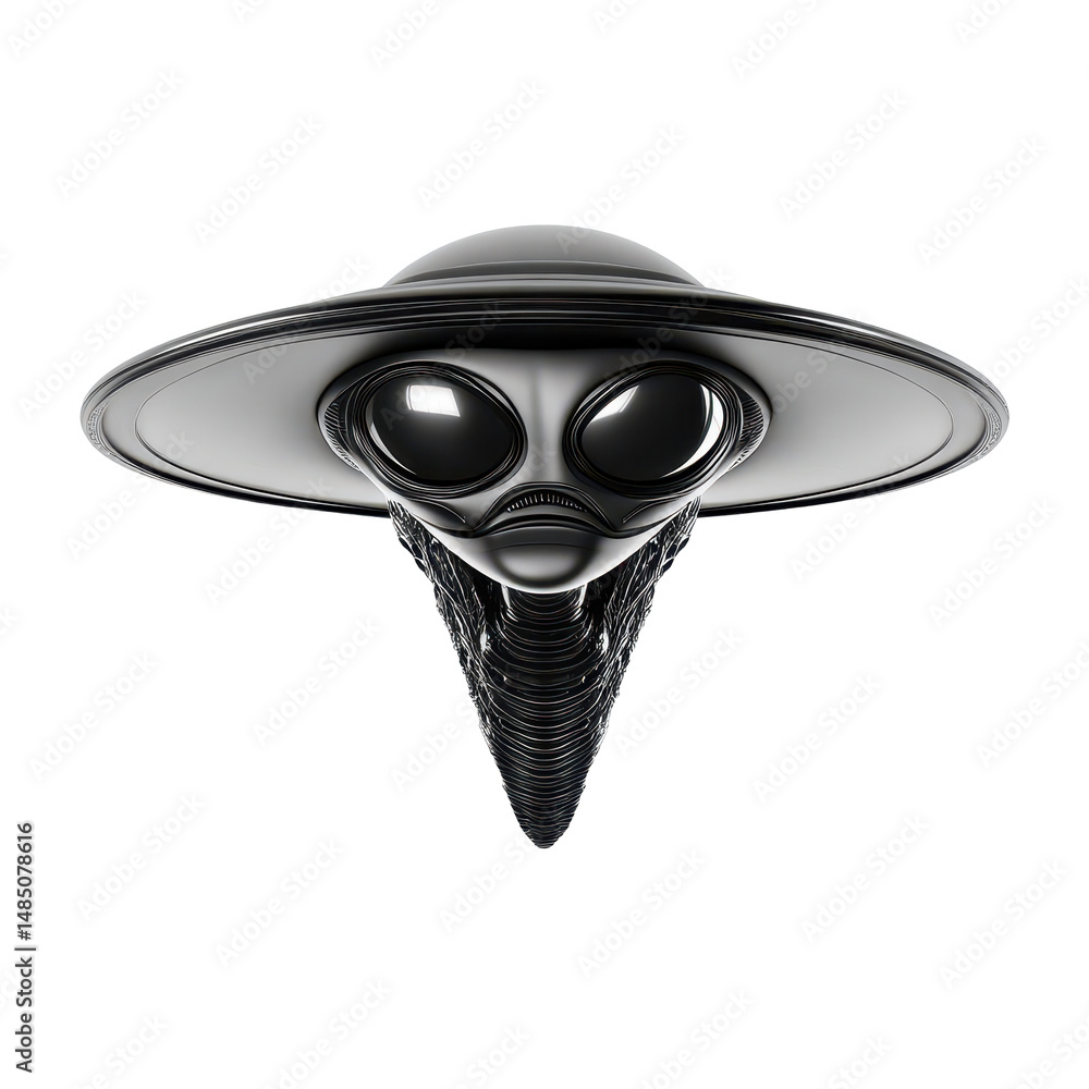 Poster alien spacecraft design with distinct features and futuristic aesthetic