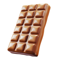 Obraz premium Realistic, glossy, and detailed rendering of a milk chocolate bar, shown in a close-up.