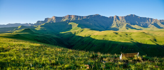 Drakensberg Scenery in the Cathedral Peak region of the Ukhahlamba Drakensberg Park. KwaZulu Natal. South Africa.