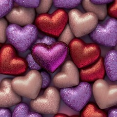 Fototapeta premium Collection of sparkling heart shaped decorations
