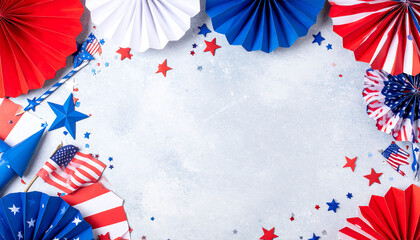 Obraz premium 4th of July American Independence Day decorations, made from paper and confetti