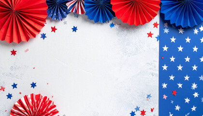 Obraz premium 4th of July American Independence Day decorations, made from paper and confetti