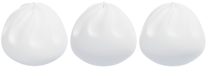 Set of White Steamed Pork Dumplings 3d Render Icon Illustration