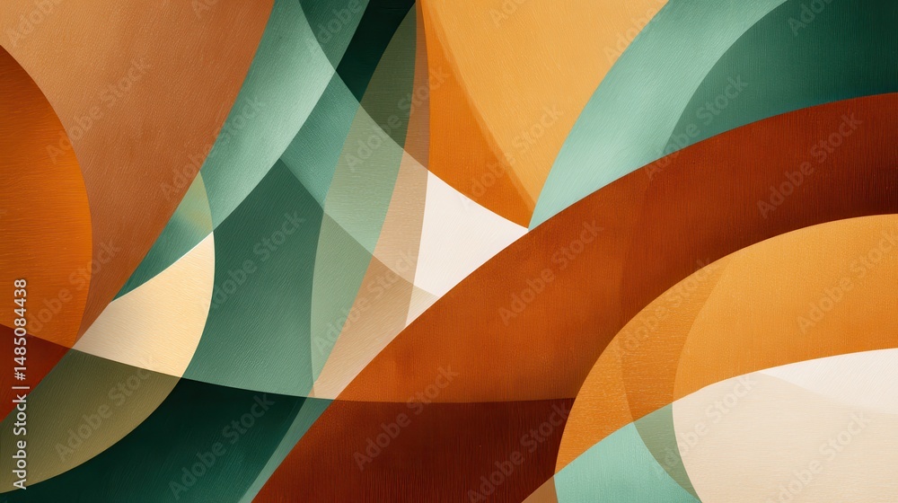 Poster a visually striking abstract composition featuring a dynamic arrangement of intersecting geometric s