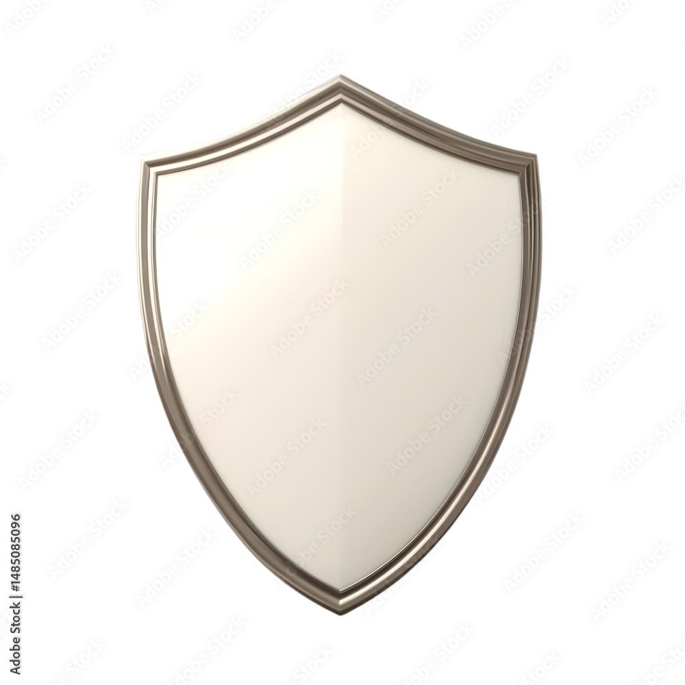 Aufkleber 3d rendering of a blank, light-colored shield, having a simple design, that could be used as a graph