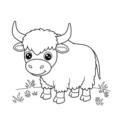Yak Outline – Minimalist Line Art of a Himalayan Mountain Animal for Nature, Wildlife, and Cultural Design Projects

