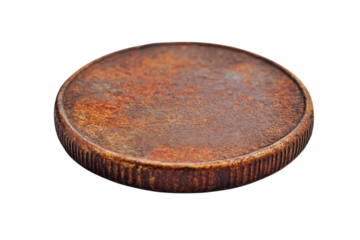 Rusty Old Coin Vintage Copper Penny Antique Currency Erosion on transparent background
