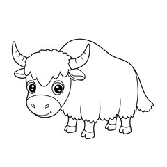 Yak Outline – Minimalist Line Art of a Himalayan Mountain Animal for Nature, Wildlife, and Cultural Design Projects

