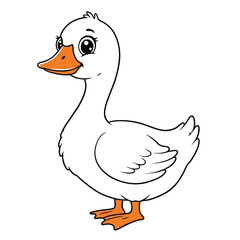 Duck Outline – Minimalist Line Art of a Waterfowl Bird for Nature, Farm, and Educational Design Projects

