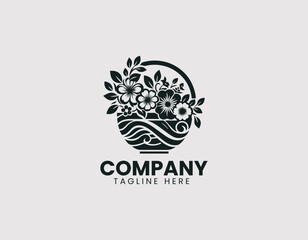 Elegant Flower Basket with Blooming Flowers Vector Logo Design, Graceful Floral Basket with Blossoming Flowers Vector Logo, Beautiful Flower Basket with Open Blooms Illustration Logo
