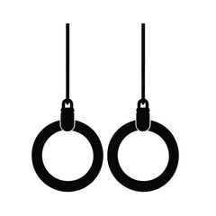 Gymnastic Rings Vector Silhouette on White Background