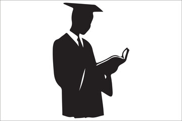 Black and White Graduate Illustration | Diploma Silhouette | Graduation Vector Art


