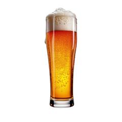 Letter I shaped like a glass of refreshing lager beer with foam, isolated on transparent background. Fresh pilsner beer in a glass with frothy head.