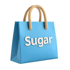 Light blue shopping bag with sugar label