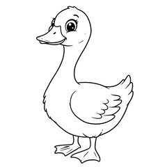 Duck Outline – Minimalist Line Art of a Waterfowl Bird for Nature, Farm, and Educational Design Projects