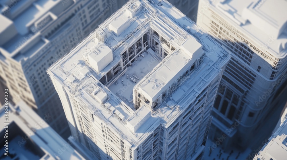 Poster aerial perspective of a bim project featuring d models integrated with gis data