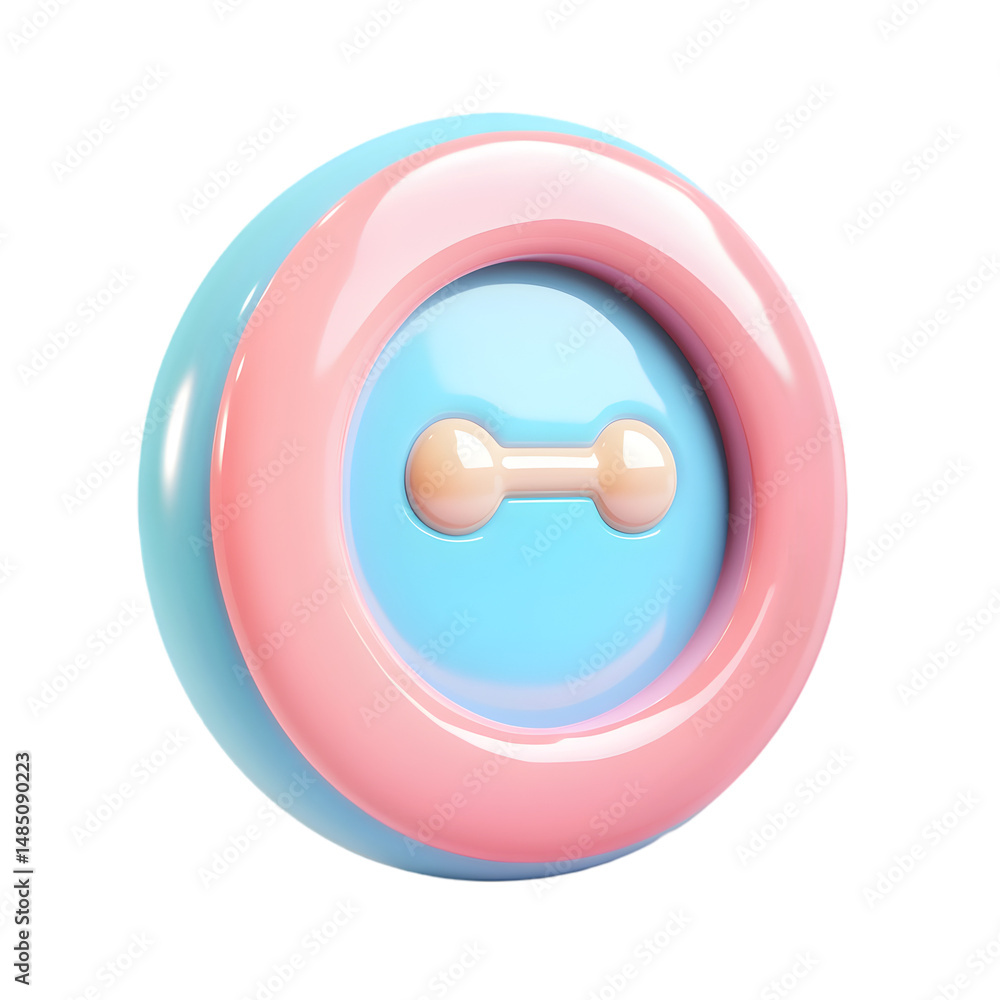 Poster stylized, 3d rendered button design in pastel colors. it features a smooth, glossy surface and a sim