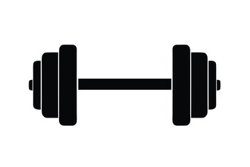 Horizontal Dumbbell Vector Silhouette on White Background