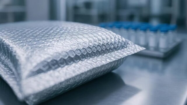 Vaccine production facility uses insulated packaging to safely transport sensitive medical products ensuring temperature control and protection