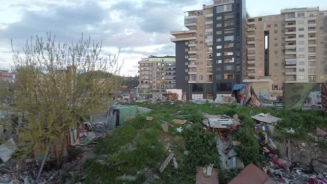 massive gypsies slum in Shkoder , Albania