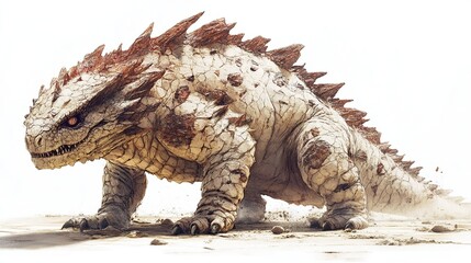 Obraz premium Ancient, monstrous lizard creature, walking across desert