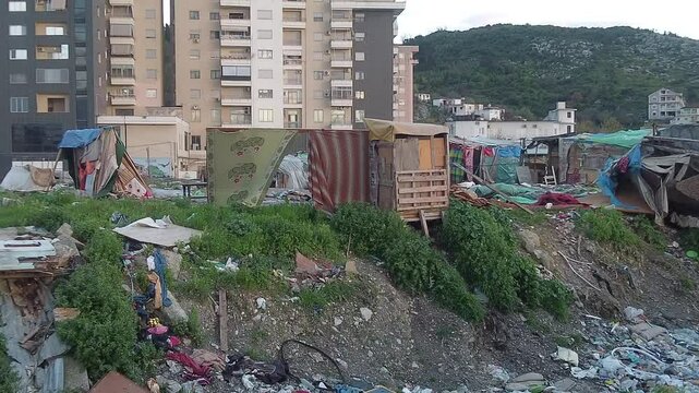 massive gypsies slum in Shkoder , Albania