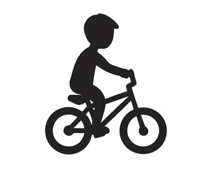 Obraz premium Child Silhouette Riding a Bicycle, Active Child Riding, Bicycle Riding Illustration, Playful Child Silhouette, Transparent Background