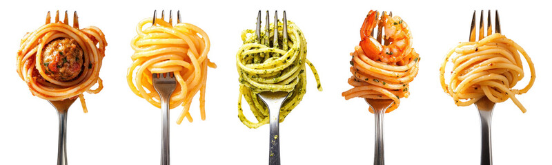 PNG Colorful pasta varieties displayed creatively, element set on transparent background