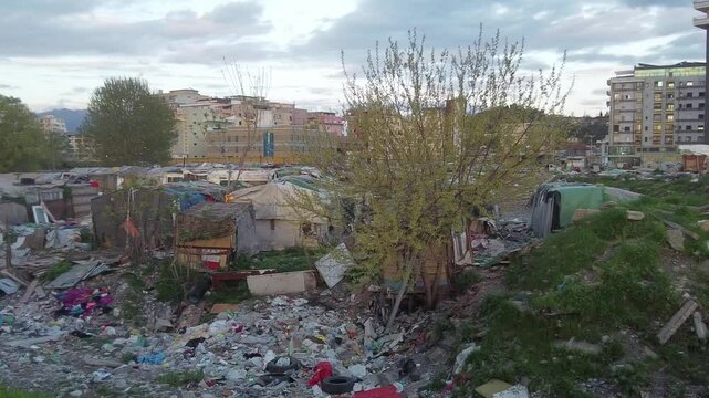 massive gypsies slum in Shkoder , Albania