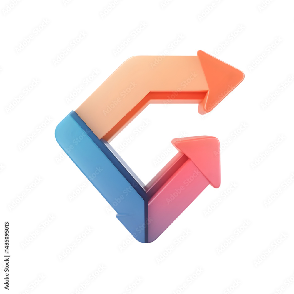 Poster vibrant abstract design features interconnected arrows with gradient colors, creating a dynamic geom