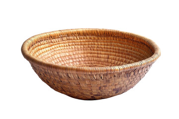 Handwoven Rattan Bowl Vintage Basket Natural Fiber Rustic Home Decor Woven on transparent background